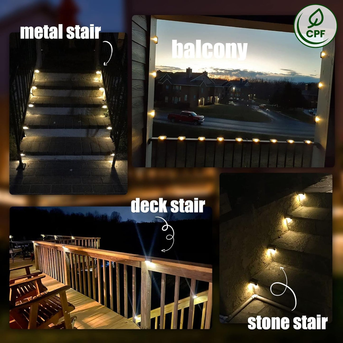 SOLPEX Solar Deck Lights 16 Pack - Waterproof LED Step & Pathway Lights for Outdoor Stairs, Fence, Yard, Patio, Warm White