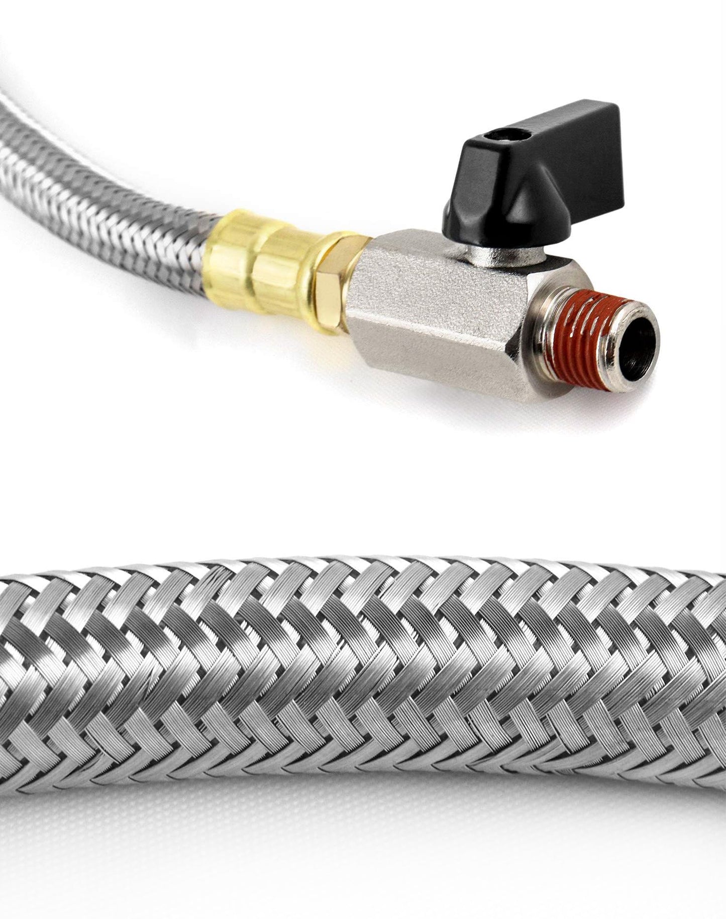 QWORK Automatic Timed Condensate Drain Valve, 1/4" NPT, 1/2" AC110V 2-Way Steel Hose Elbow, US Plug for Compressed Air