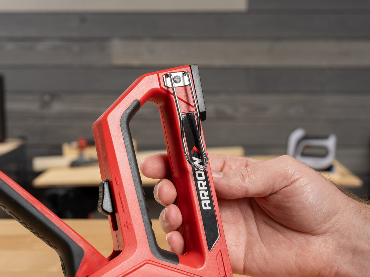 Arrow T501 5-in-1 Manual Staple & Nail Gun – Brad Nailer, Wire Stapler for Wood, Upholstery, Fencing, Crafts & Construction, Black/Red