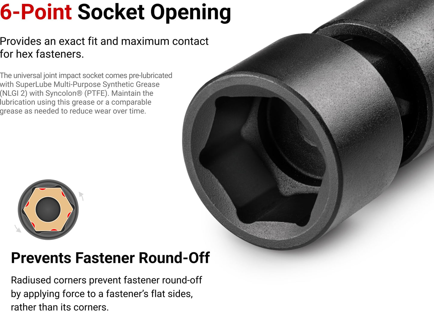 TEKTON 3/8 Inch Drive x 15 mm Shallow 6-Point Universal Joint Impact Socket | SID18115