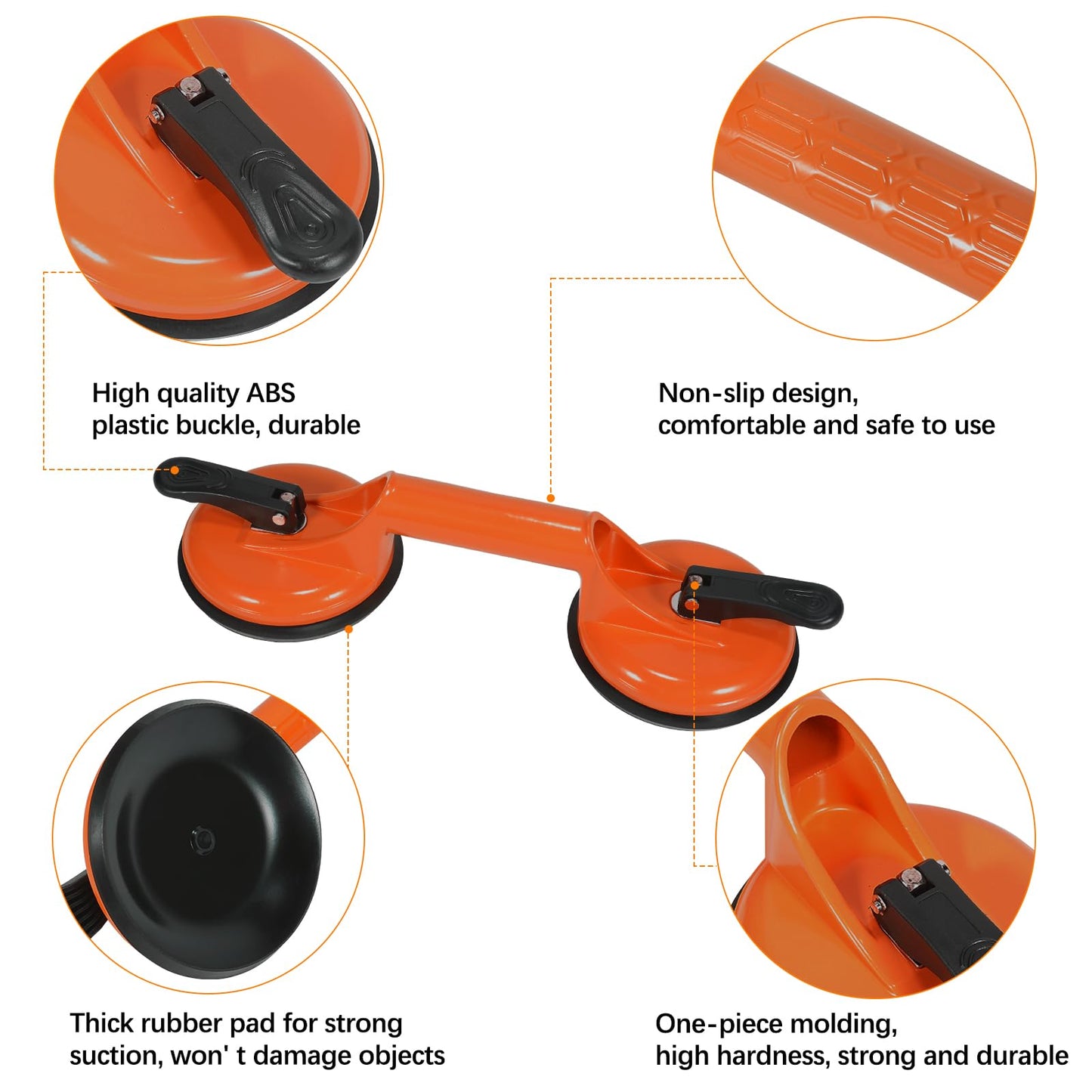 Floor Gap Fixer Tool for Laminate Floors – Plank Grabber with Aluminum Suction Cup, Fiberglass Handle & Rubber Mallet (Not for Scraped Floors)