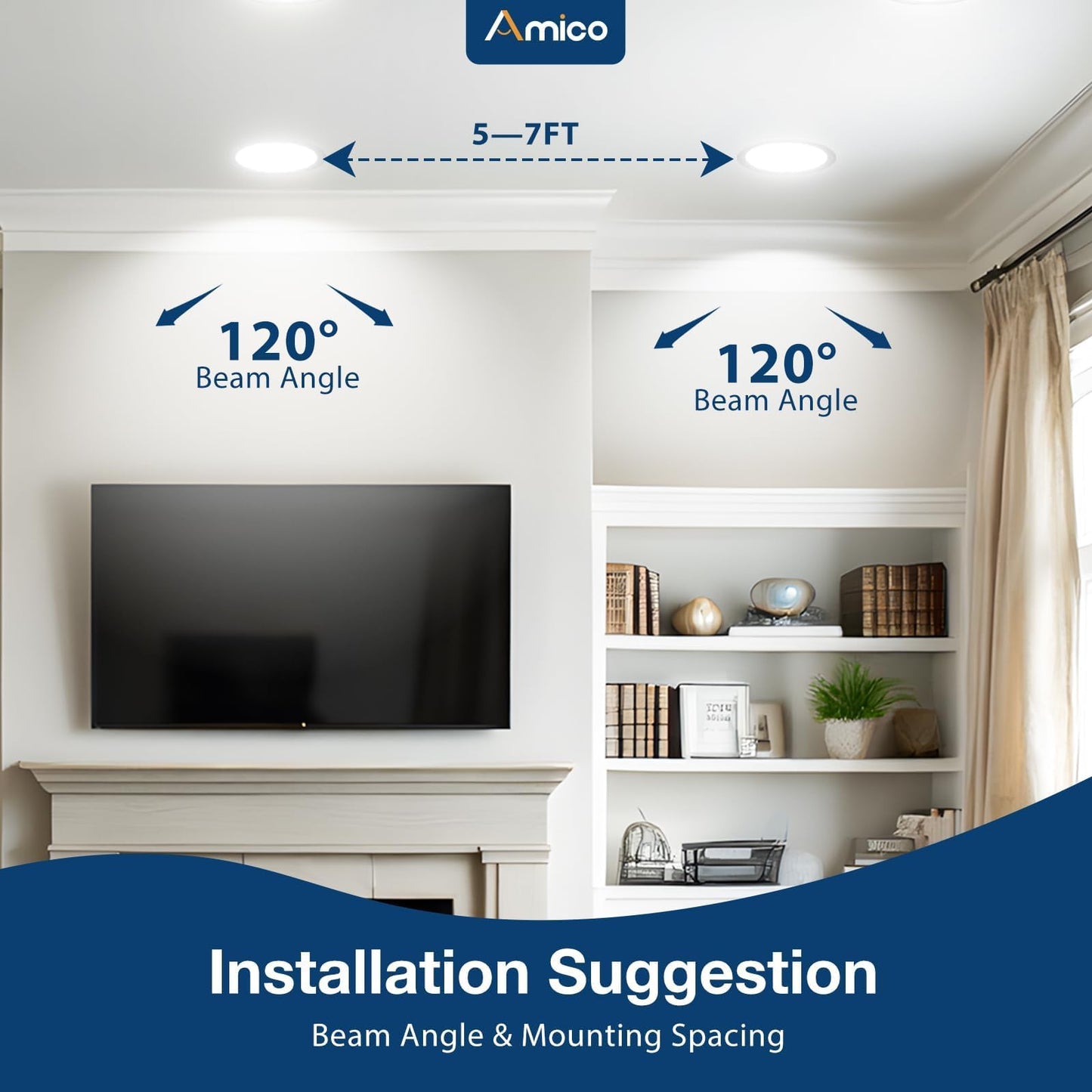 Amico 4-Pack 6" Ultra-Thin LED Recessed Ceiling Light, 5CCT 12W Dimmable Canless Downlight, 1050LM, ETL & FCC, Junction Box