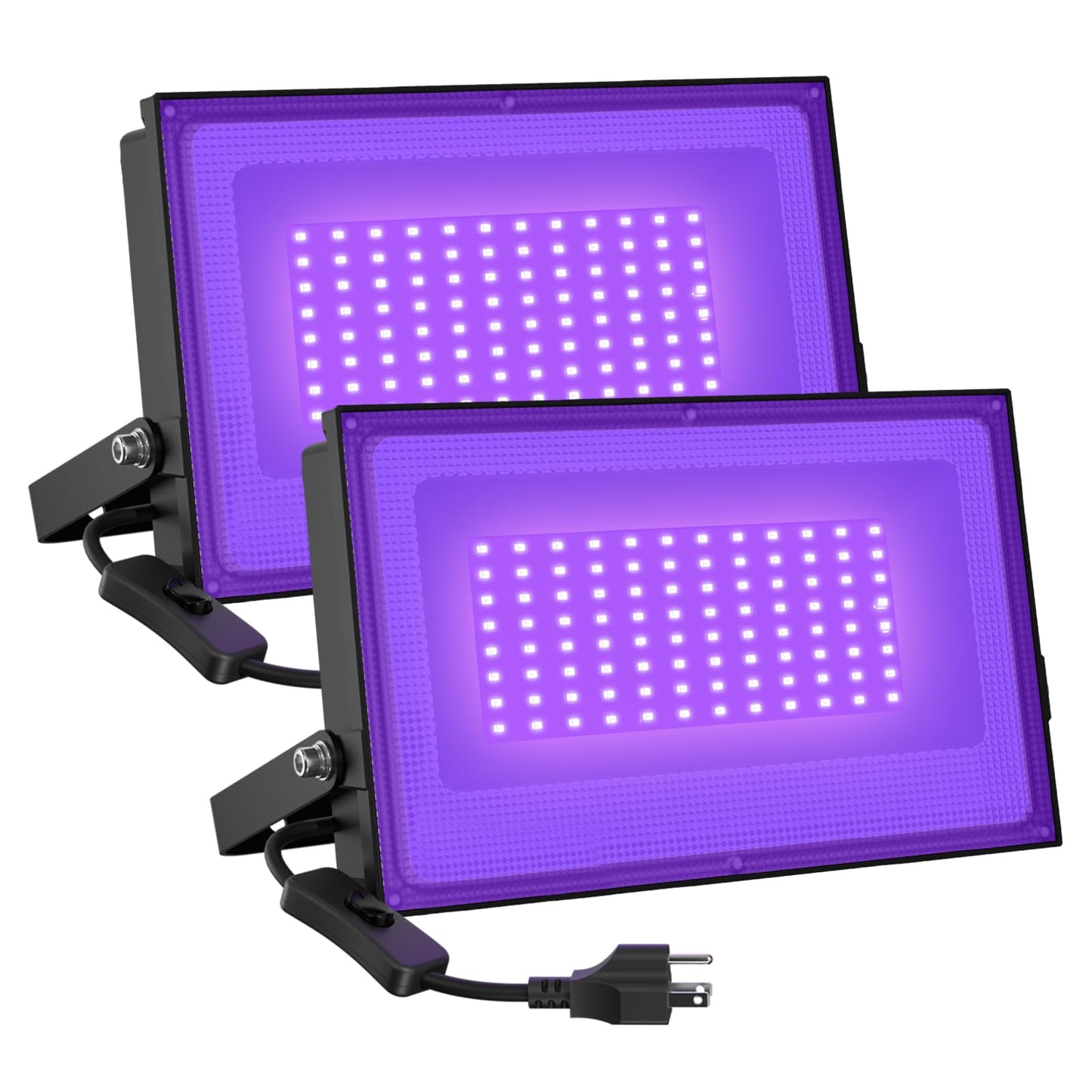 Onforu 2-Pack 60W LED Black Lights, Plug-In Blacklight Flood Lights, IP66 Waterproof UV Lights for Party, Halloween, Glow Decor