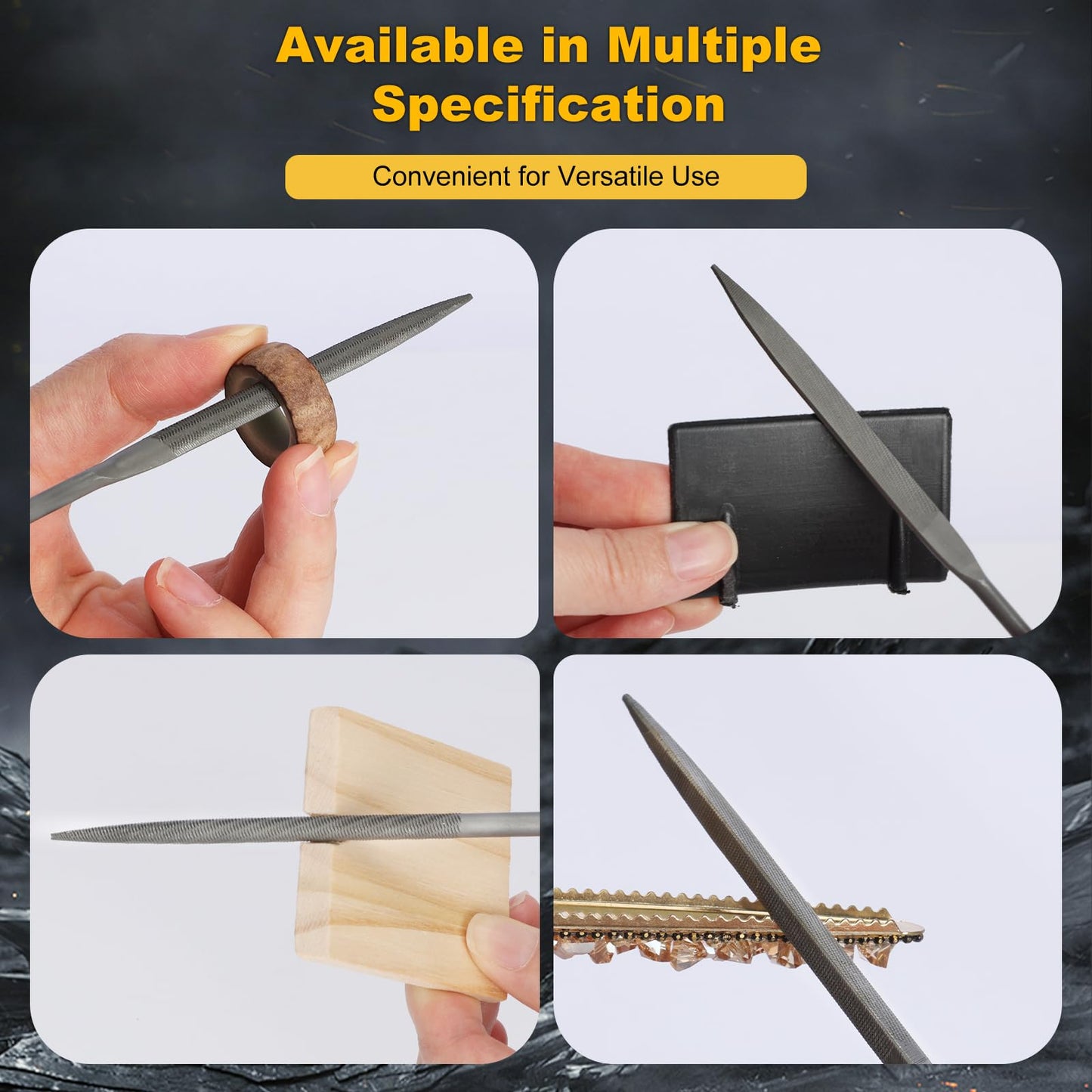 MORROWIND 6-Piece Mini Needle File Set, 0.11" x 5.51" Hardened Alloy Steel for Metal, Wood, Plastic – Flat, Round, Square, Triangle, Half-Round