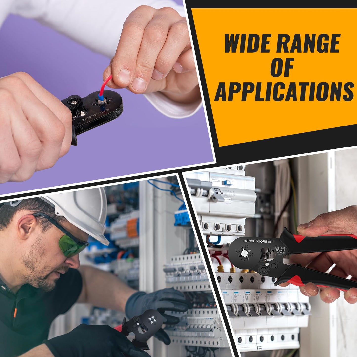 Ferrule Crimping Tool Kit with 1800pcs Wire Ferrules, Self-Adjusting 4-Corner Crimper AWG 23-7, Ratchet Pliers for Electrical, Car, Audio & DIY