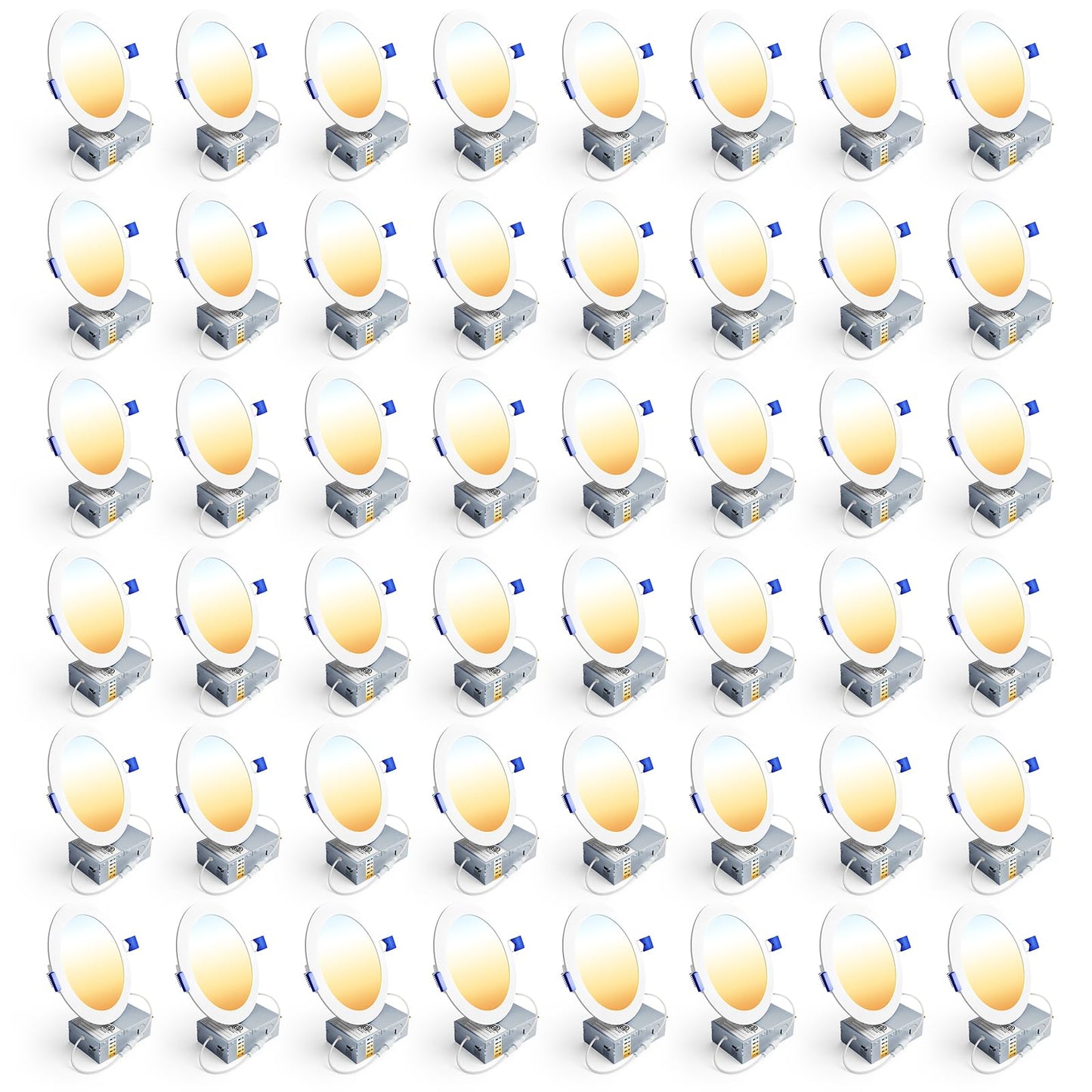 Ensenior 48-Pack 6" LED Recessed Canless Lights, Dimmable 2700-5000K 5CCT, 12W 120V, 1200LM, Damp Rated, Ultra-Thin Ceiling Light