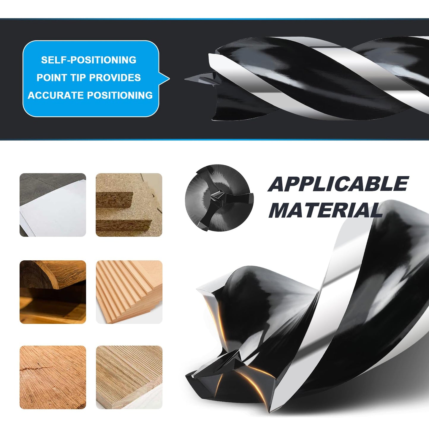 1/4" x 10" Auger Drill Bit for Wood, Hex Shank Tri-Flute Ship Auger Bit for Soft & Hard Wood, Plastic, Drywall & Composites