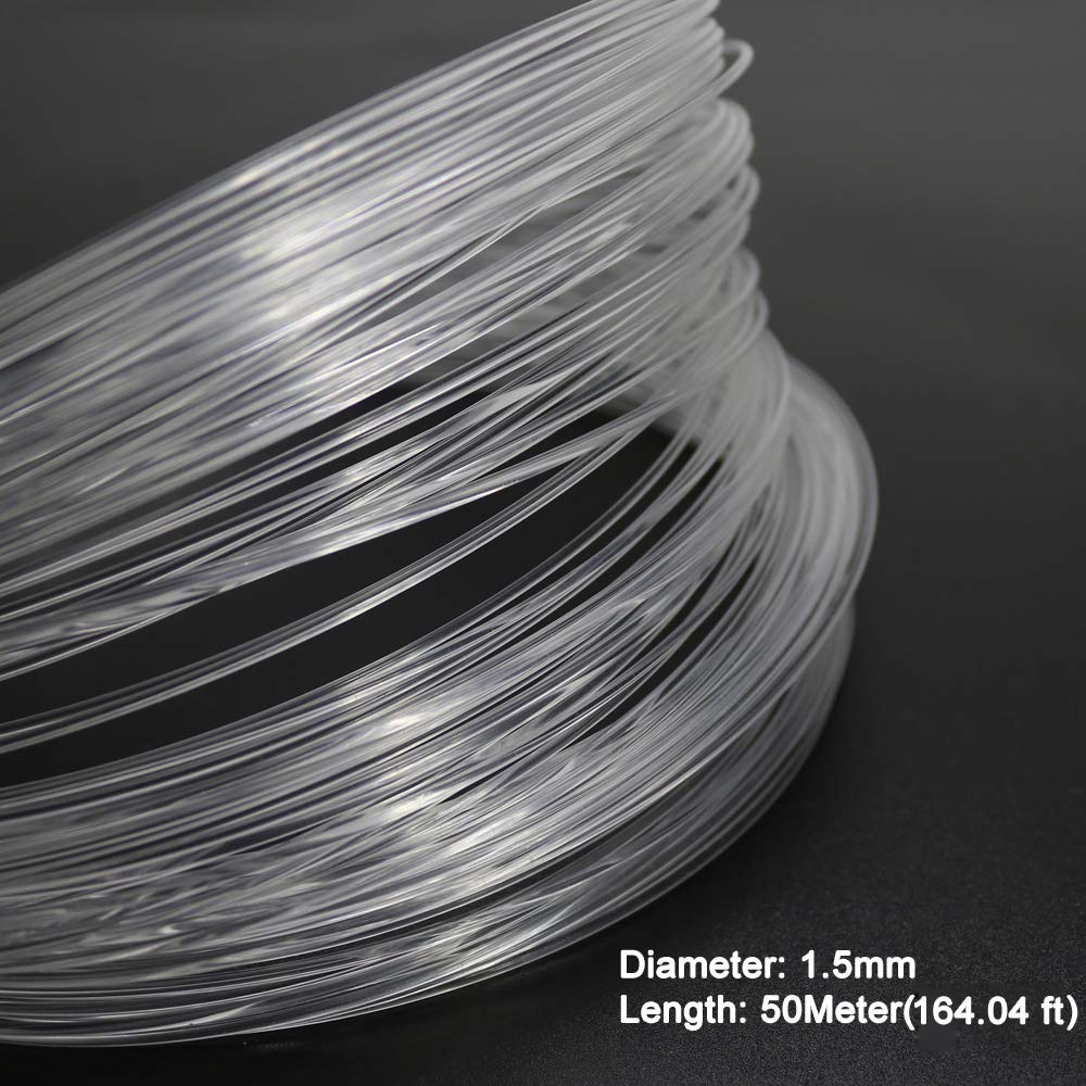 AZIMOM PMMA Plastic End Glow Fiber Optic Cable 1.5mm(0.06in) 50m(164ft)/Roll for Star Sky Ceiling All Kind Led Light Engine Driver Source