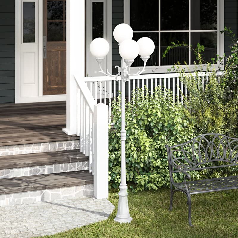 Aspen Creative 28001-41, 6" White Acrylic Replacement Lamp Post Globe with 3-1/8" Neck