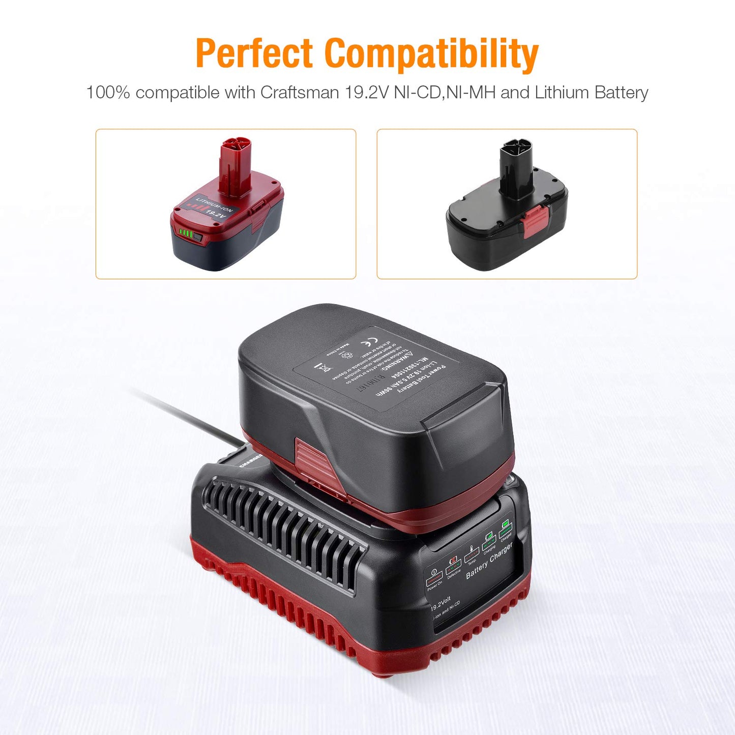 19.2V C3 Replacement Charger for Craftsman DieHard XCP Li-ion & Ni-CD Batteries 140152004 1425301 1323903 130279005 11375 11376