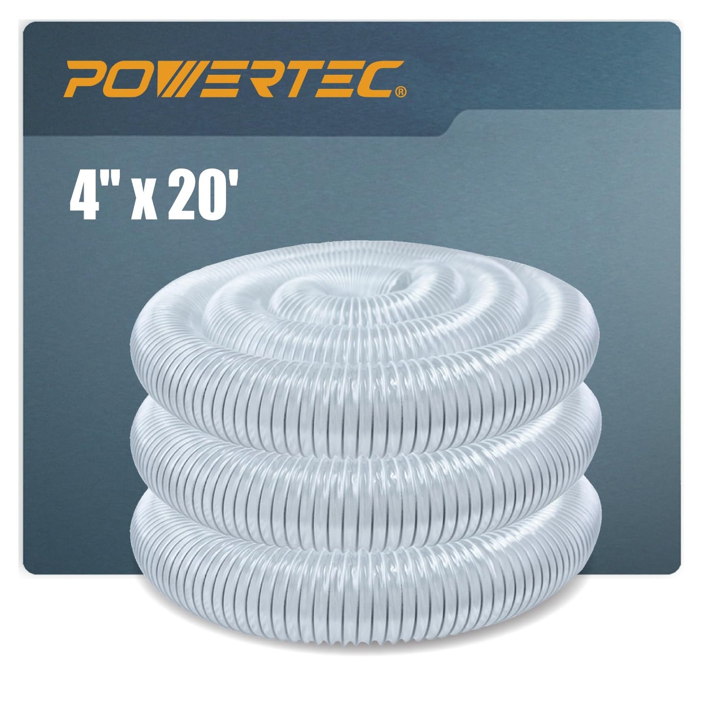 POWERTEC 4" x 20' Dust Collection Hose for Table Saw, Band Saw, Planer & Jointer – Woodworking Dust Collector System 70143