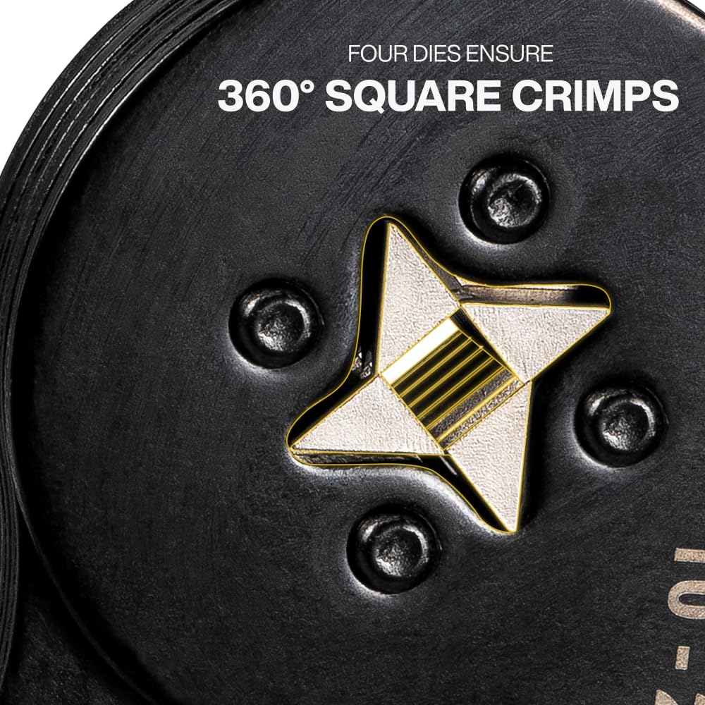 Klein Tools 34060 Ferrule Crimping Tool Set – Ratcheting Square Crimper Pliers, 1200 Terminals 10-22 AWG, Soft Carry Case