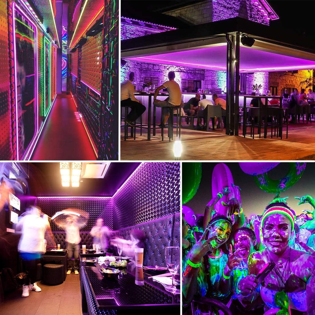 YAYIT 40 Foot Led Black Light Strip Kit, 720 Units Led, 12V Flexible Blacklight Fixtures, Non-Waterproof