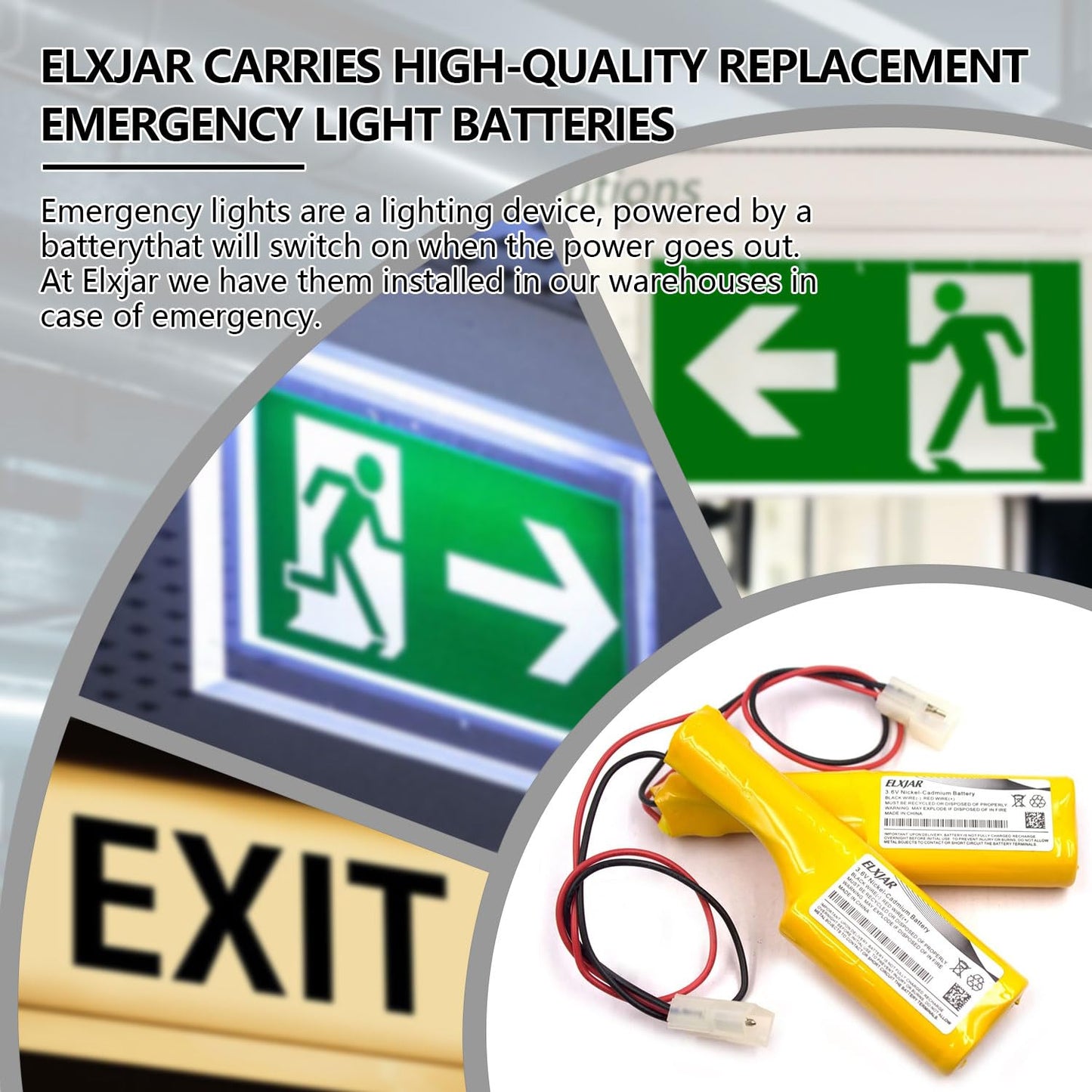 Lunggwey 2-Pack 3.6V 800mAh Ni-CD Replacement Battery for Exit & Emergency Lights, Compatible with Genlyte, OSI, Saft Models