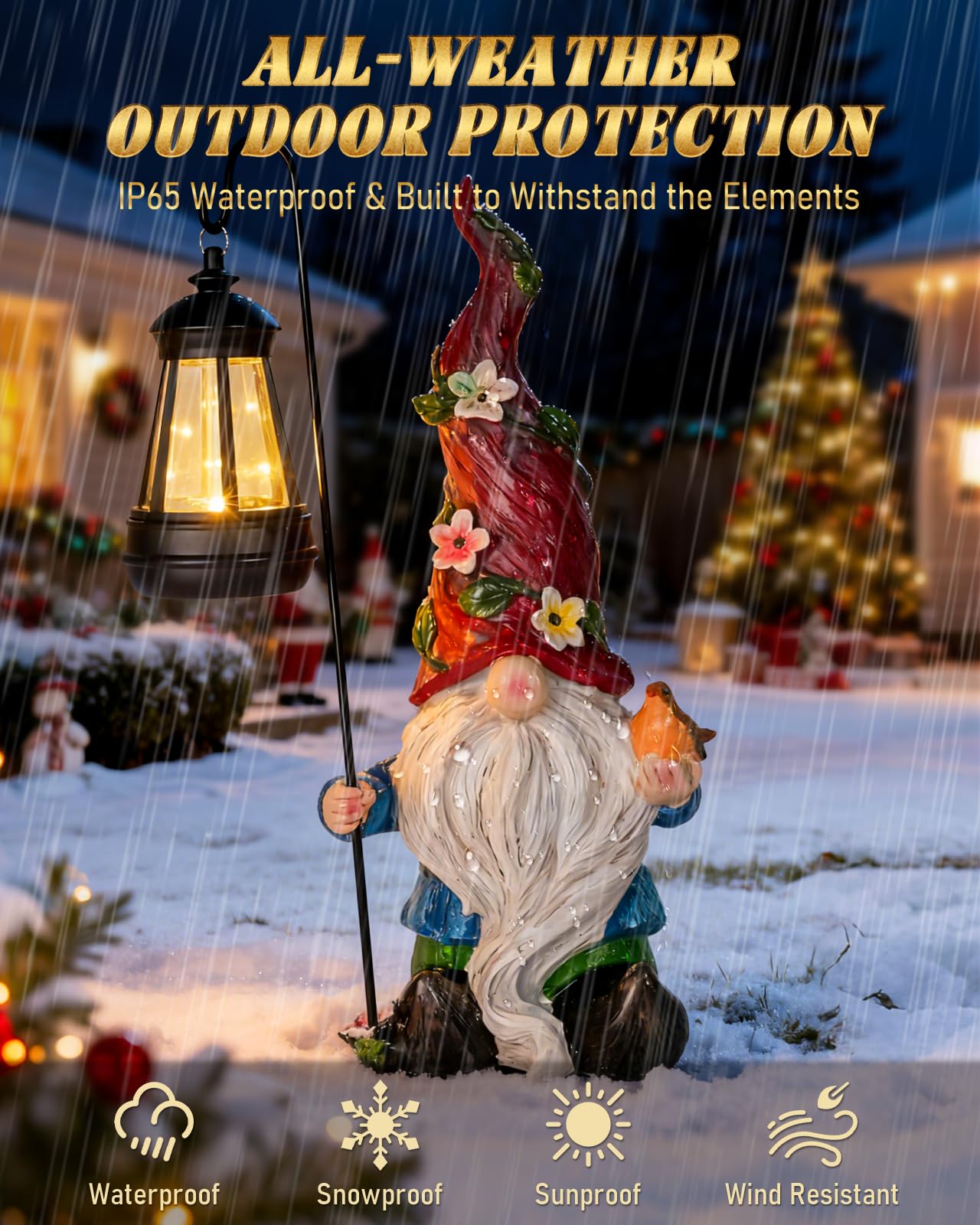Pohabery Christmas Gnomes Outdoor Statue with Solar Lights – Garden & Patio Decor, Yard Gnomes, Holiday Gifts for Women & Mom