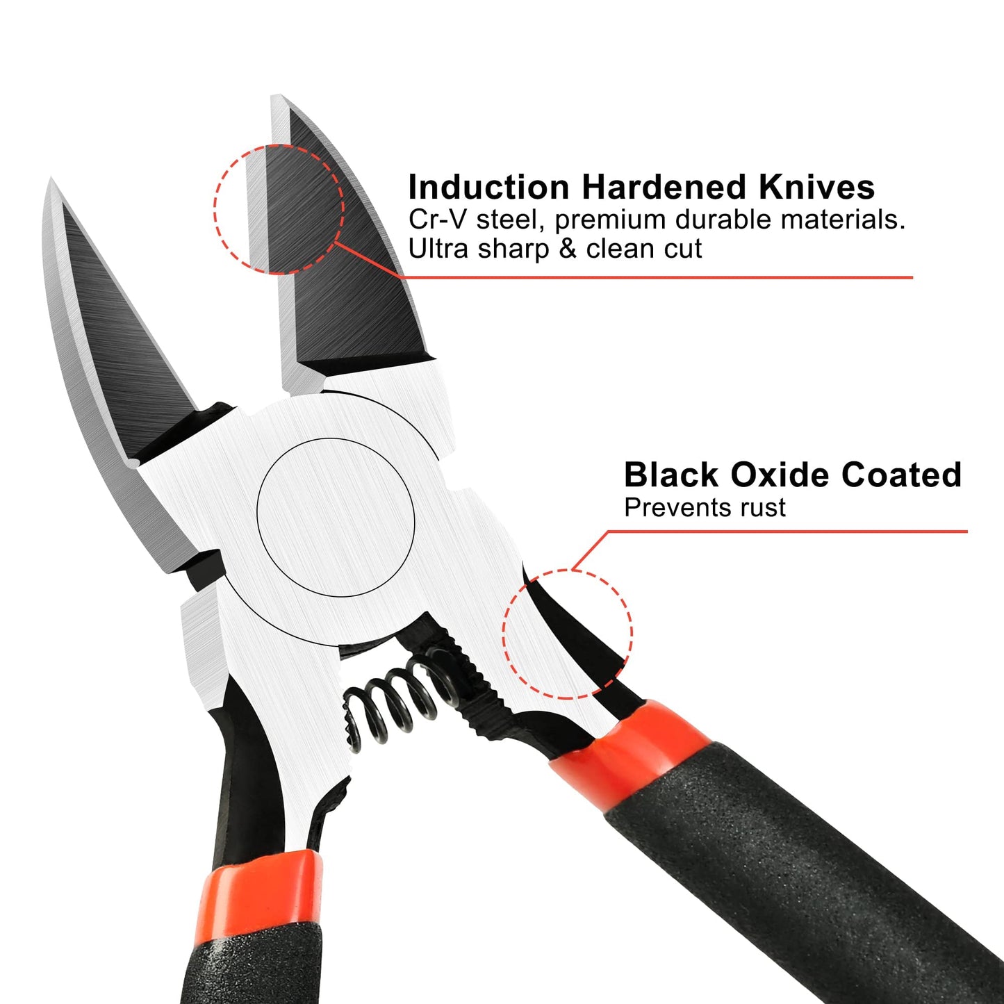 BOENFU 6" Heavy Duty Wire Cutters – Flush Cut Side Pliers for Metal, Crafting, Floral, Chicken Wire, Electrical Use, 1 Pack