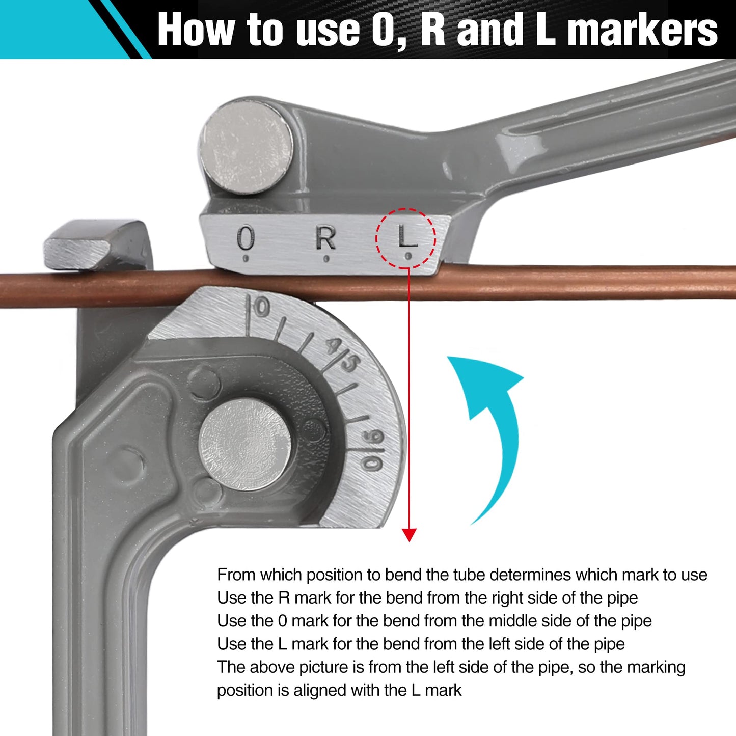 DURATECH Tube Bender, Pipe Bender, 3-IN-1, 1/4", 5/16", 3/8", for Copper, Brass, Aluminum and Thin Steel Pipes