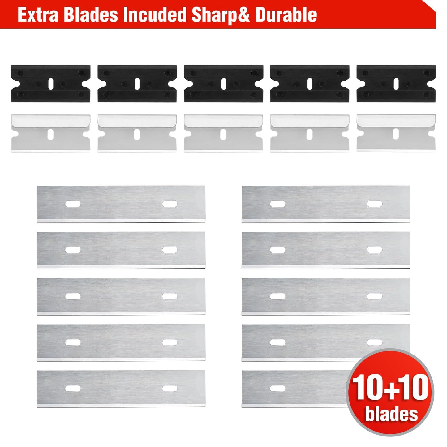 Goldblatt 2-Piece Razor Blade Scraper with 20 Blades, Tool for Glass, Windows, Decals, Stickers, Labels, Caulk & Adhesive Removal