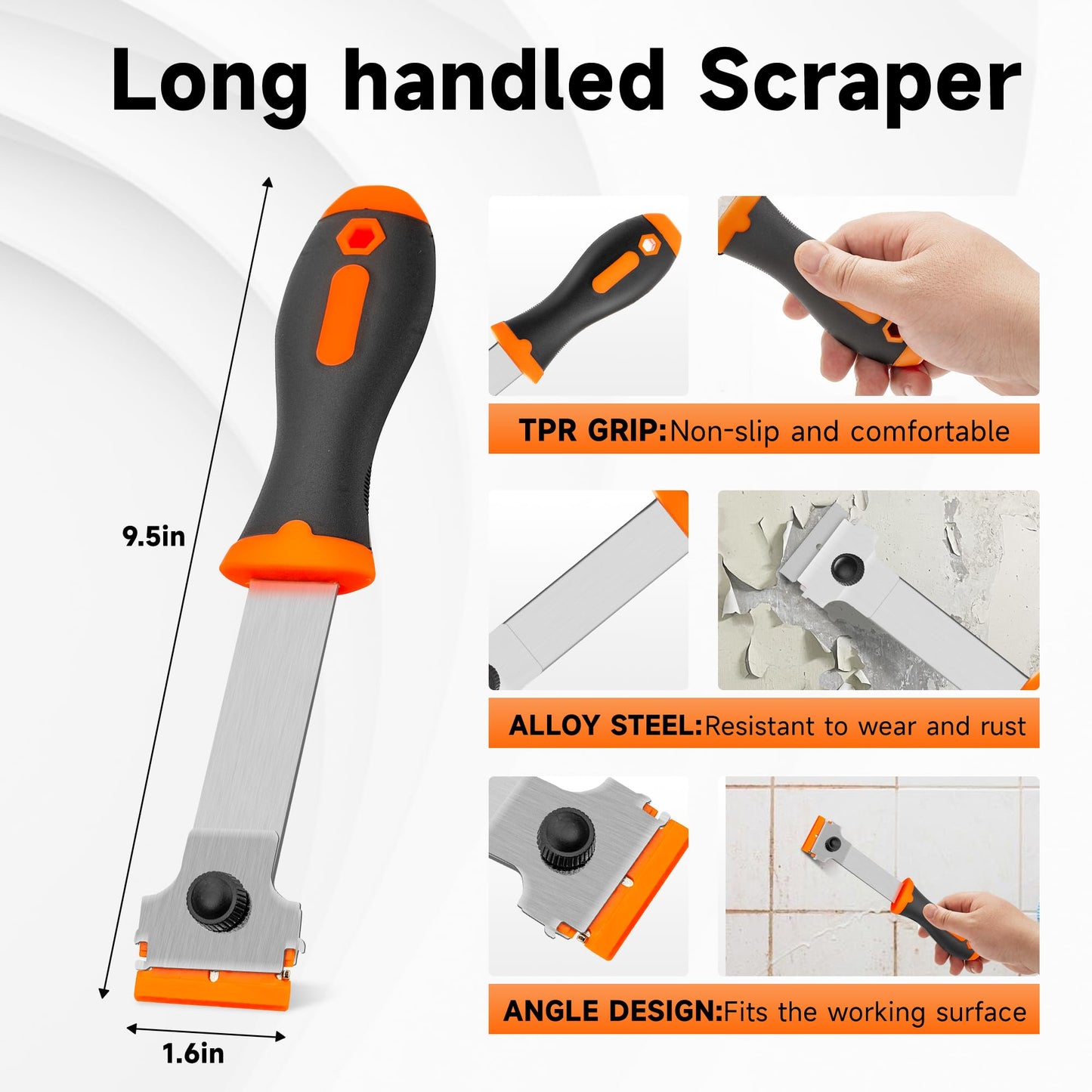 6PCS Razor Blade Scraper Set with 40 Extra Blades & 3 Wire Brushes, Glass, Paint, Sticker Scraper Tool for Windows & Stove