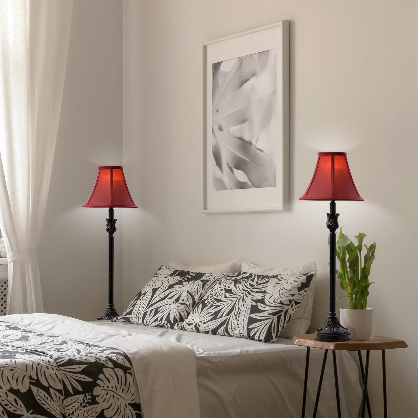 Catalina Lighting Brenda Buffet Table Lamps, 25.75" Bronze Desk & Nightstand Lamp Set of 2, Office, Dorm, Bedroom, LED Not Included