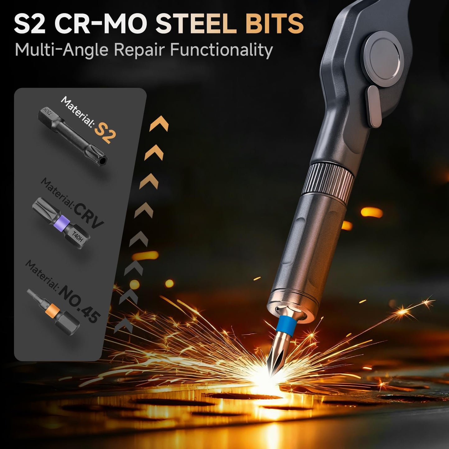 42-in-1 Magnetic Ratchet Screwdriver Set with Bits & Case, Compact DIY Repair Tool Kit for Furniture, Computers, Bikes, Gifts