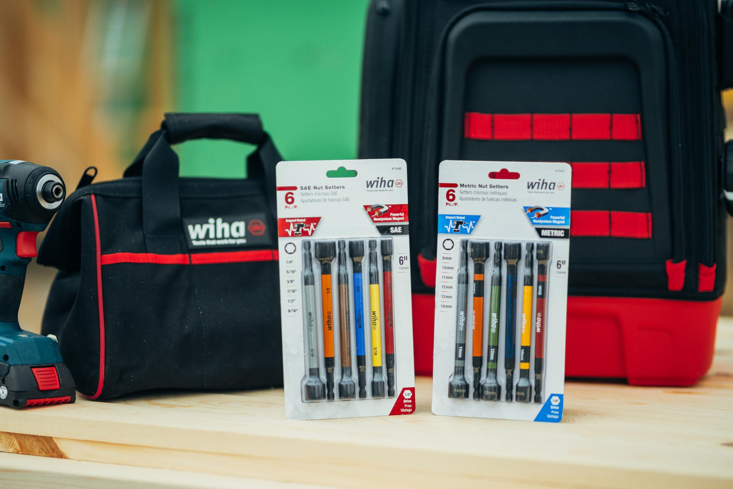 Wiha 70487 6 Piece Color Coded Magnetic Nut Setter Metric Set