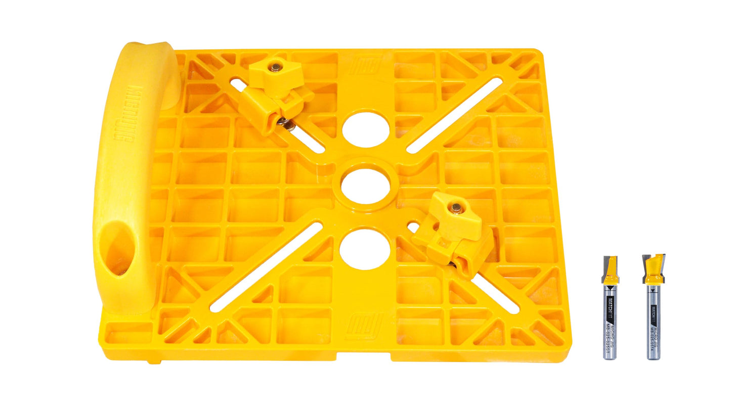 MICROJIG MatchFit Grid Router Guide Kit, Woodworking Precision Tools for Dovetail Track, Easy Setup, Self-Indexing Design, for 1/4" Shank Routing Bits