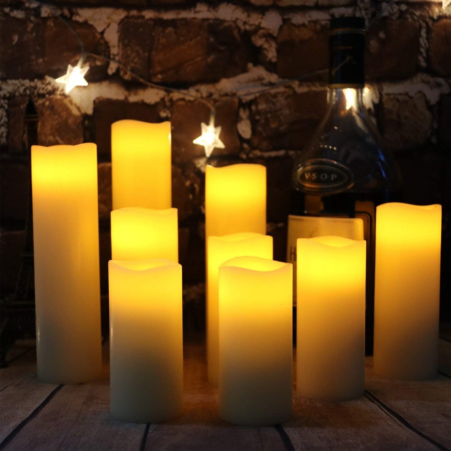 antizer Flameless LED Candles, 9-Pack Ivory Real Wax with Remote & Timer, 4"-9" Pillars for Home, Wedding, Fireplace & Festival Decor
