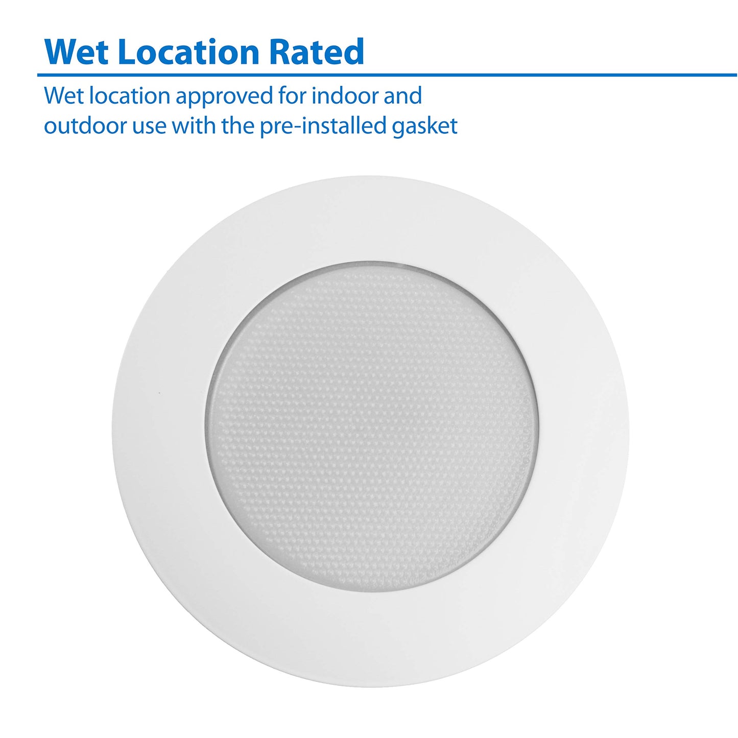 NICOR Lighting 6 inch White Recessed Shower Trim with Albalite Lens (17505)