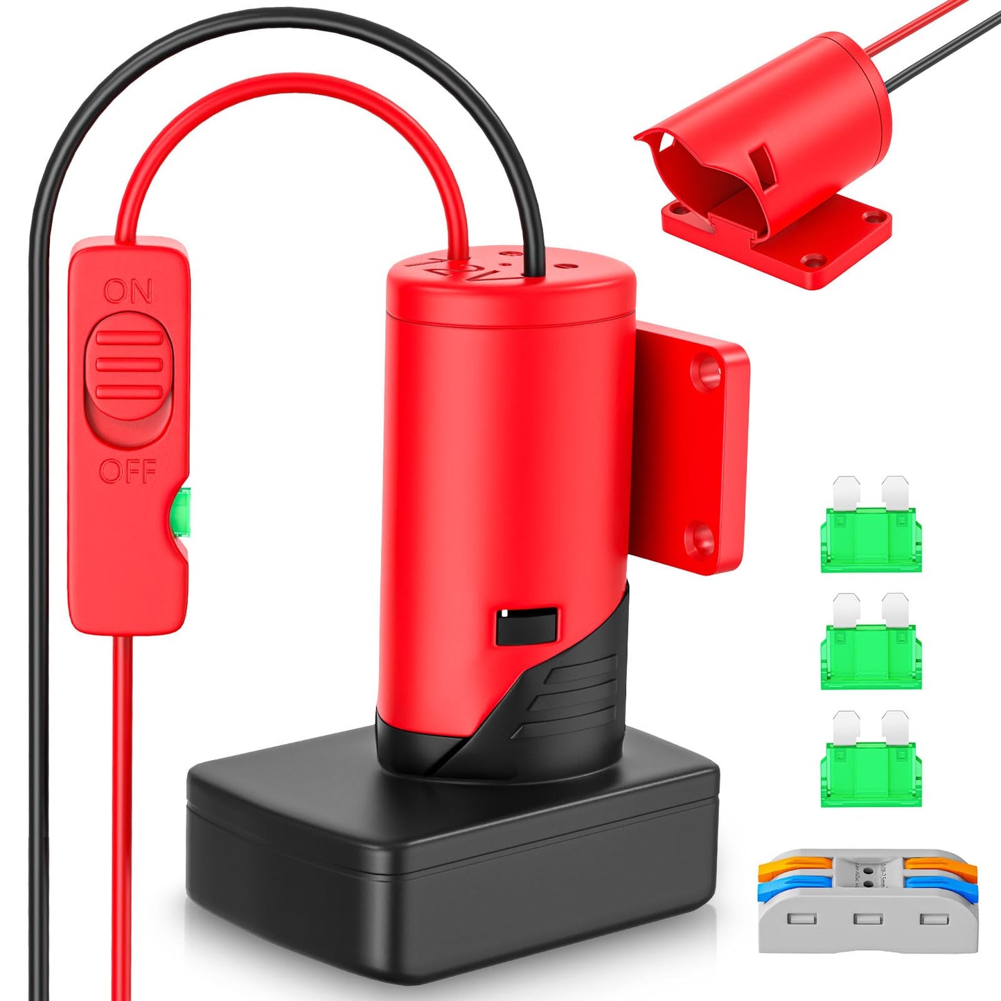 Crtbelfy Upgraded Milwaukee 12V Battery Adapter with Built-in Fuse & Switch, Power Ride Wheel Converter Kit, 14 Gauge