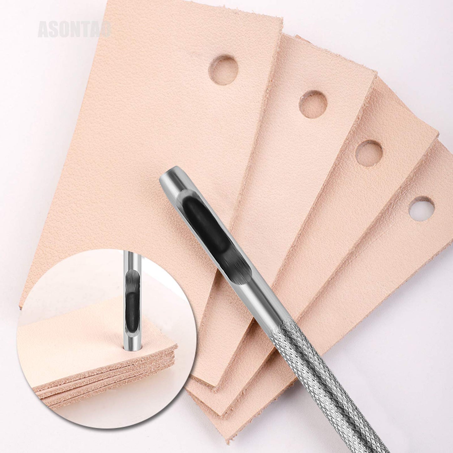 6PCS Hollow Leather Hole Punch Set 1.5-4mm for Belts, Watch Bands, DIY Leather Craft, Repair & Leatherworking Tools - ASONTAO