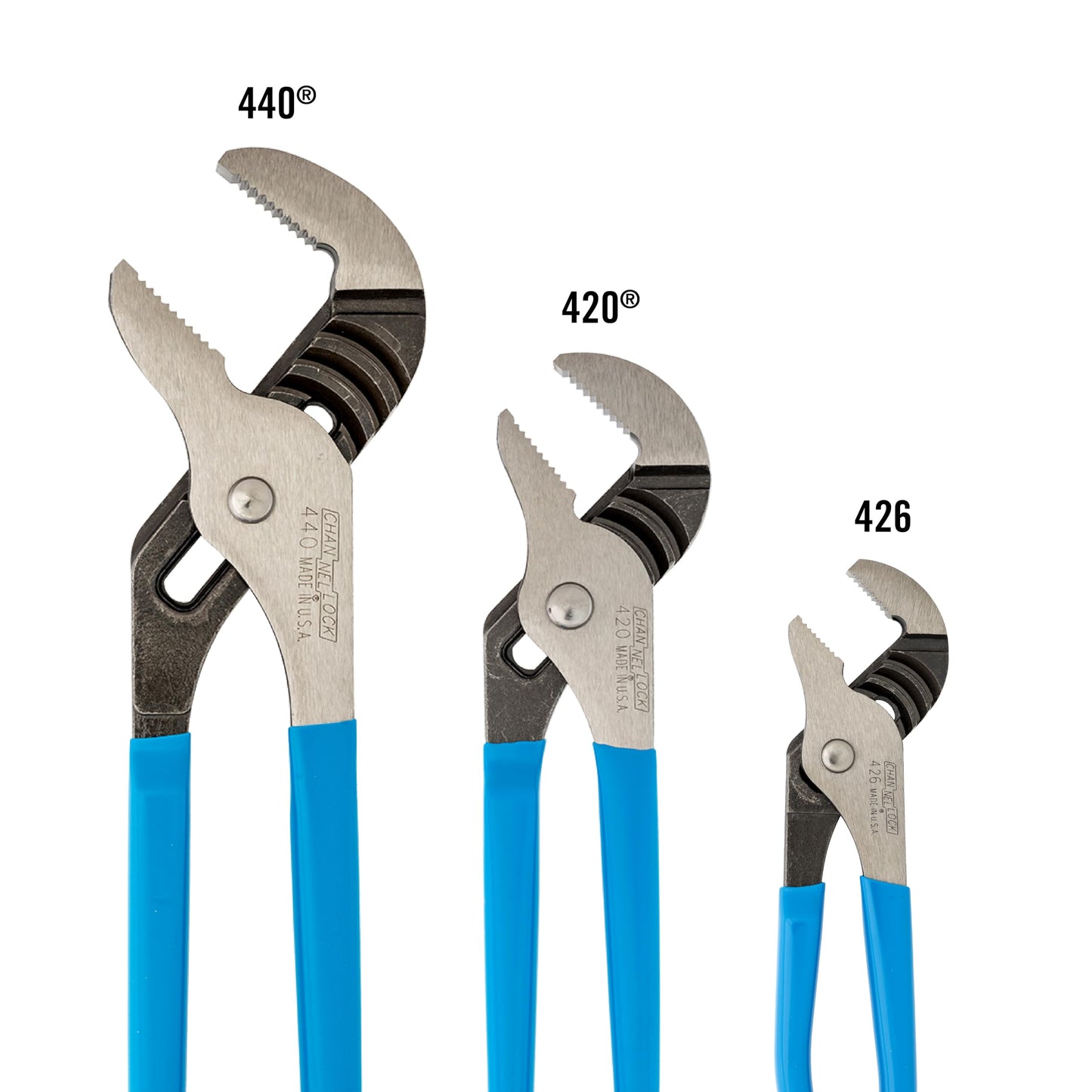 Channellock 3pc Tongue & Groove Pliers Set GS-3 - Laser Heat-Treated Teeth, High Carbon Steel - 6.5", 9.5", 12"