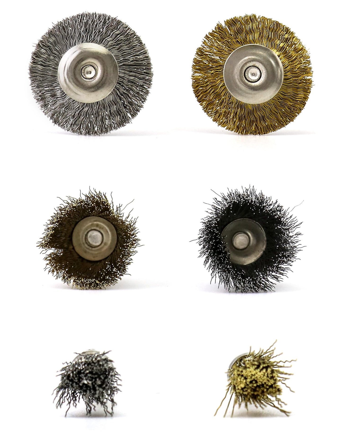 QWORK 36Pcs Brass & Stainless Steel Wire Brush Polishing Wheel Kit for Rotary Tools - for Metal, Wood Grinding, Deburring, and Polishing