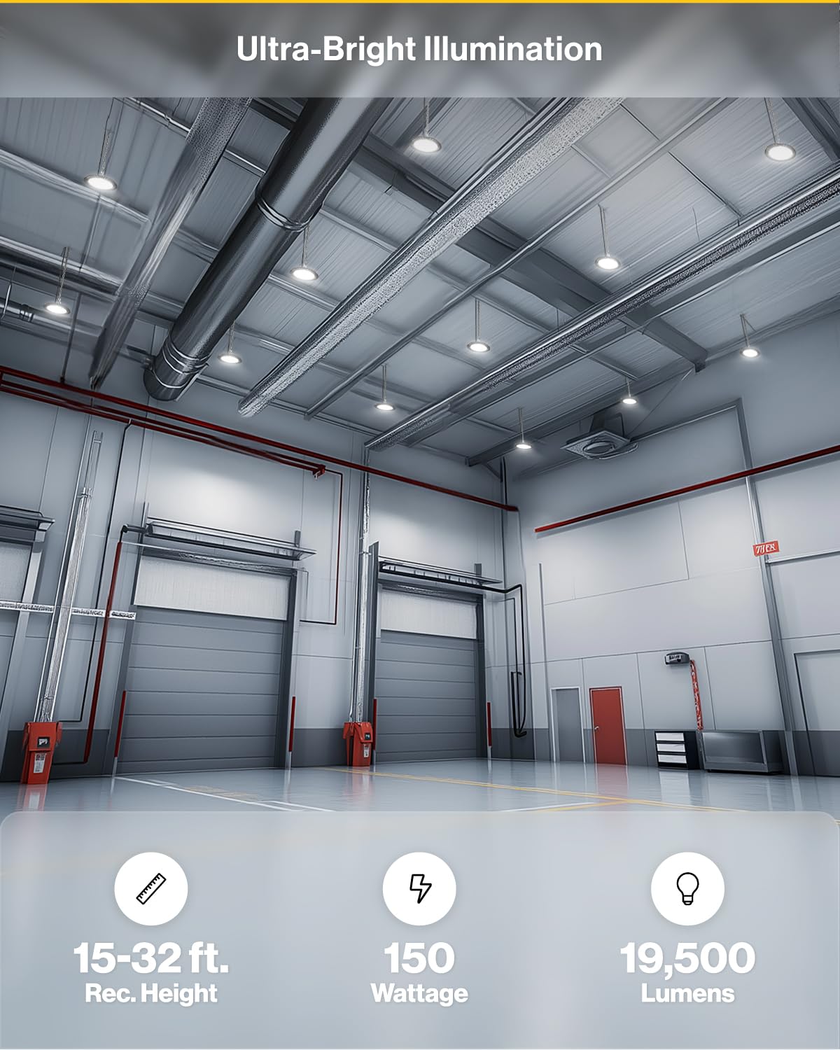 Sunco 6-Pack UFO LED High Bay Light 150W 19500LM 5000K Ultra Bright Commercial Shop Light for Warehouse, Garage & Workshop