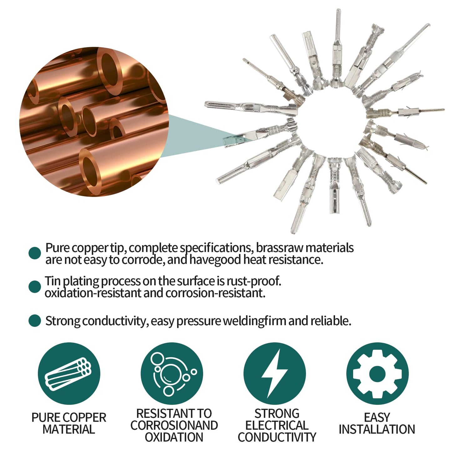 812-Pc Pin Connector Kit with Crimping Pliers, Non-Insulated Male & Female Terminals 1-3.5mm, Plug Removal for Car & Automotive Wiring