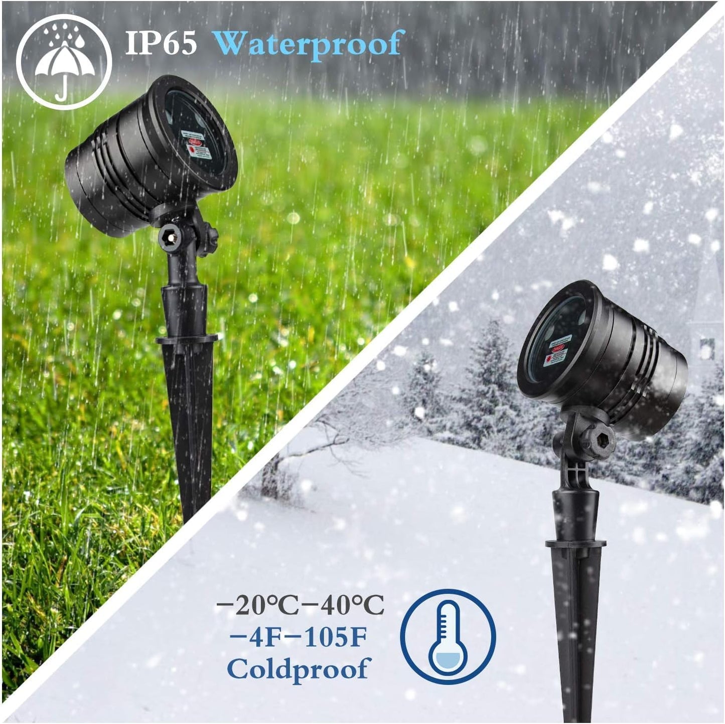 Christmas Laser Projector Lights Outdoor, Garden Laser Landscape Light with 5 Patterns, Red/Green Stars, IP65 Waterproof, Aluminum