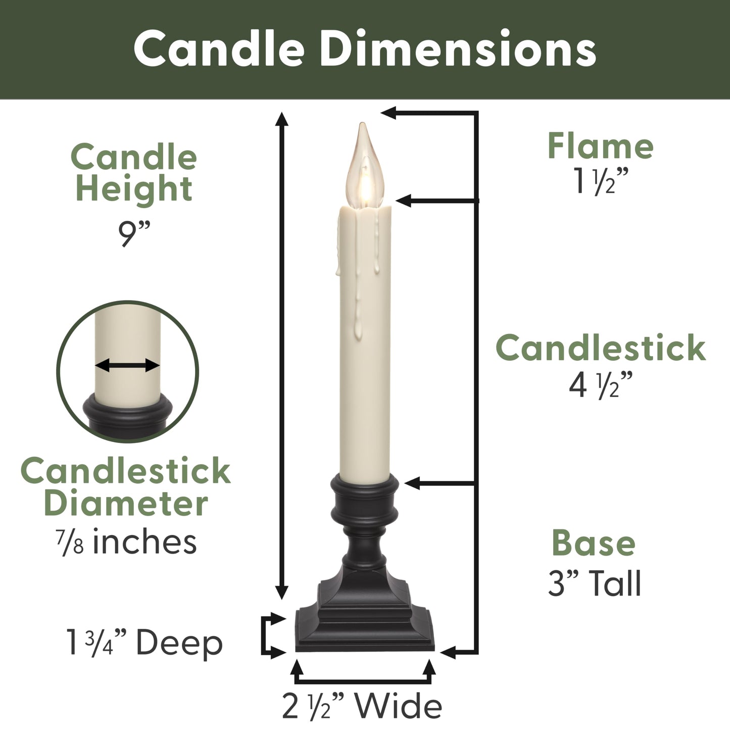 612 Vermont Vintage LED Battery Operated Window Candles with Timer, Bright Warm White Glow, VT-1806A-4 (Pack of 4, Antique Bronze)