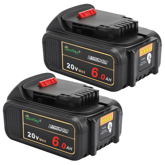 waitley 2 Pack 20V 6.0A Replacement Battery Compatible with Dewalt DCB200 DCD DCF DCG Series Cordless Power Tools (Not Made in Dewalt)
