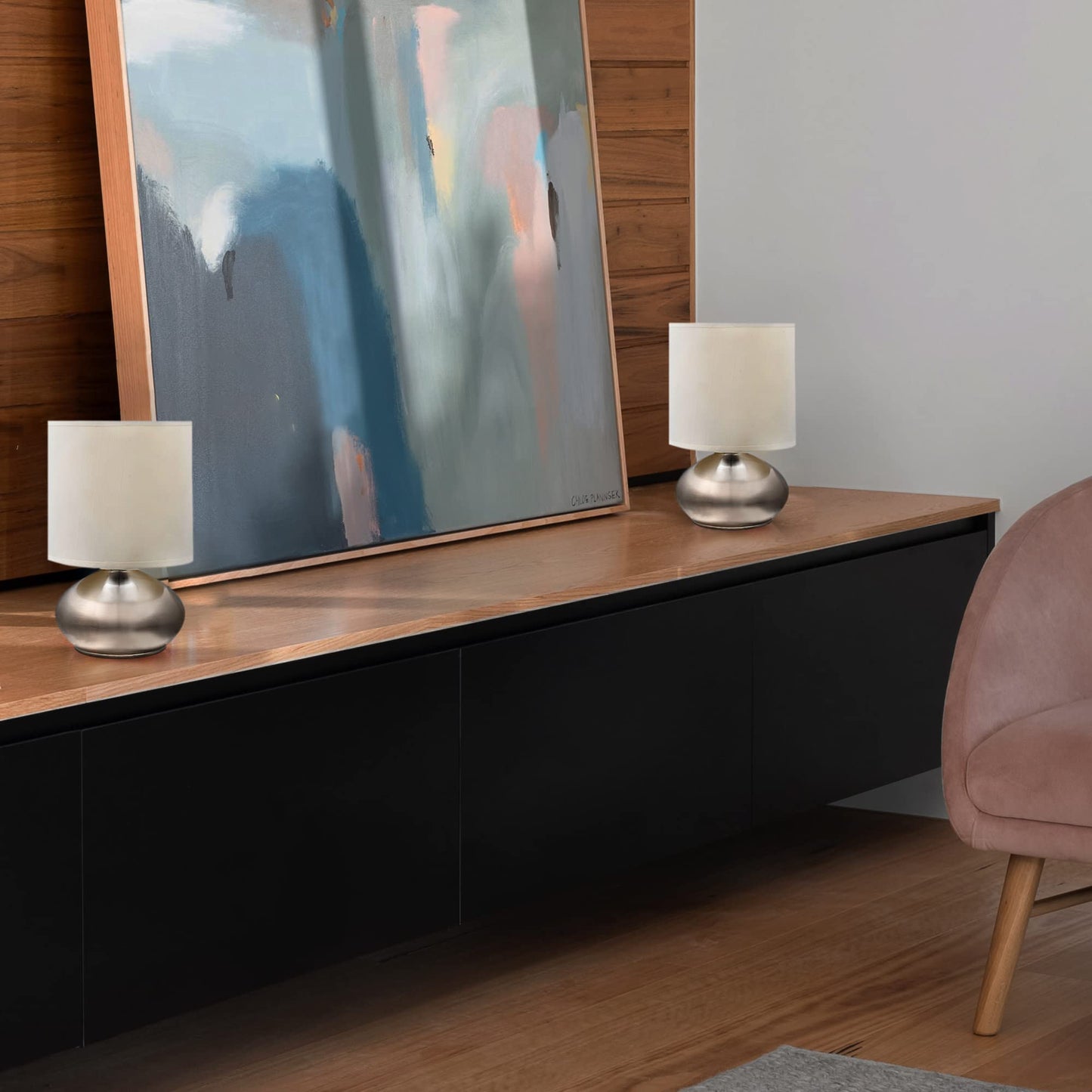 Catalina Caden Mini Touch Reading Lamps Set of 2 – Silver Accent Desk/Nightstand Lights for Bedroom, Dorm or Office, 9.25", LED Bulb Not Included