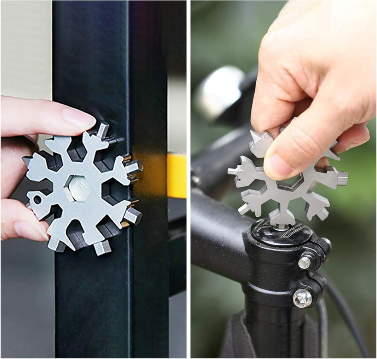 Snowflake 18-in-1 Multitool 2-Pack – Christmas Stocking Stuffers for Men, Dad, Husband, Gifts from Kids (Silver & Black)