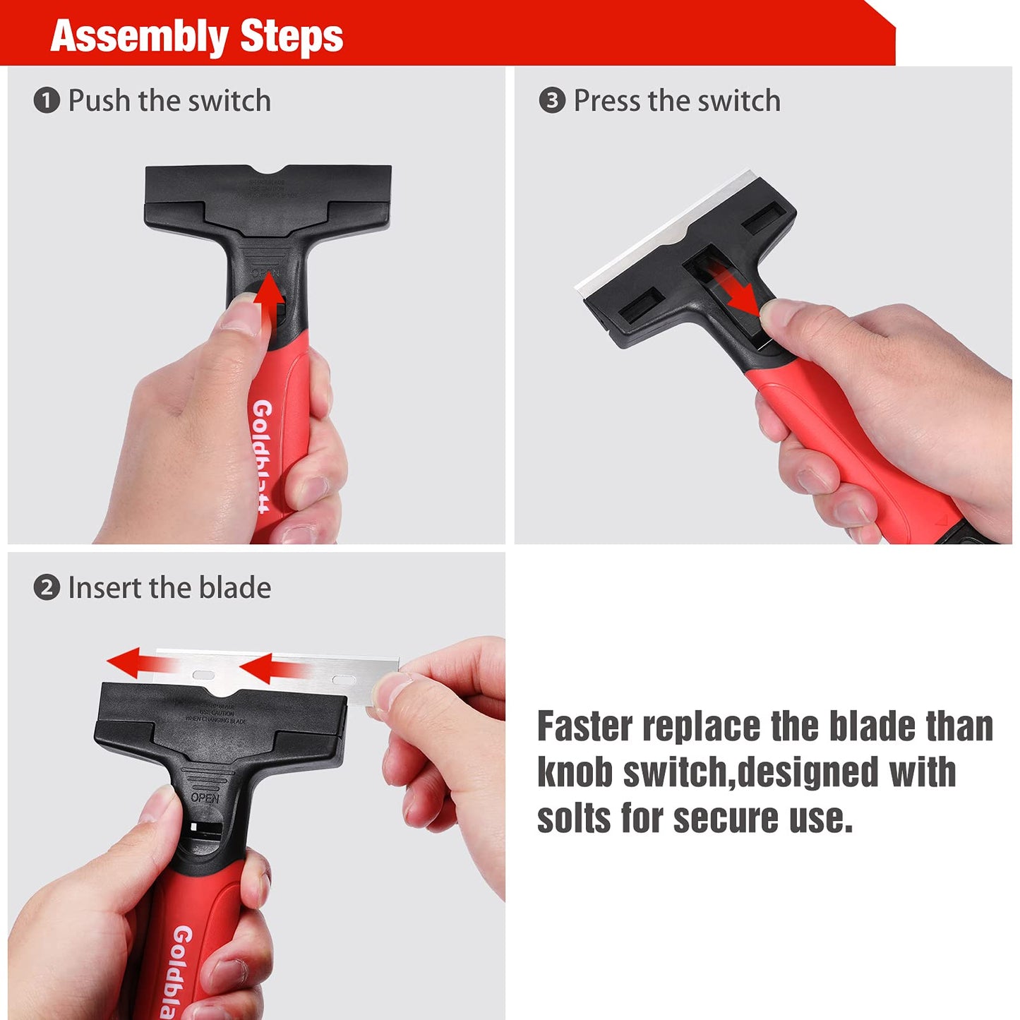 Goldblatt 2-Piece Razor Blade Scraper with 20 Blades, Tool for Glass, Windows, Decals, Stickers, Labels, Caulk & Adhesive Removal