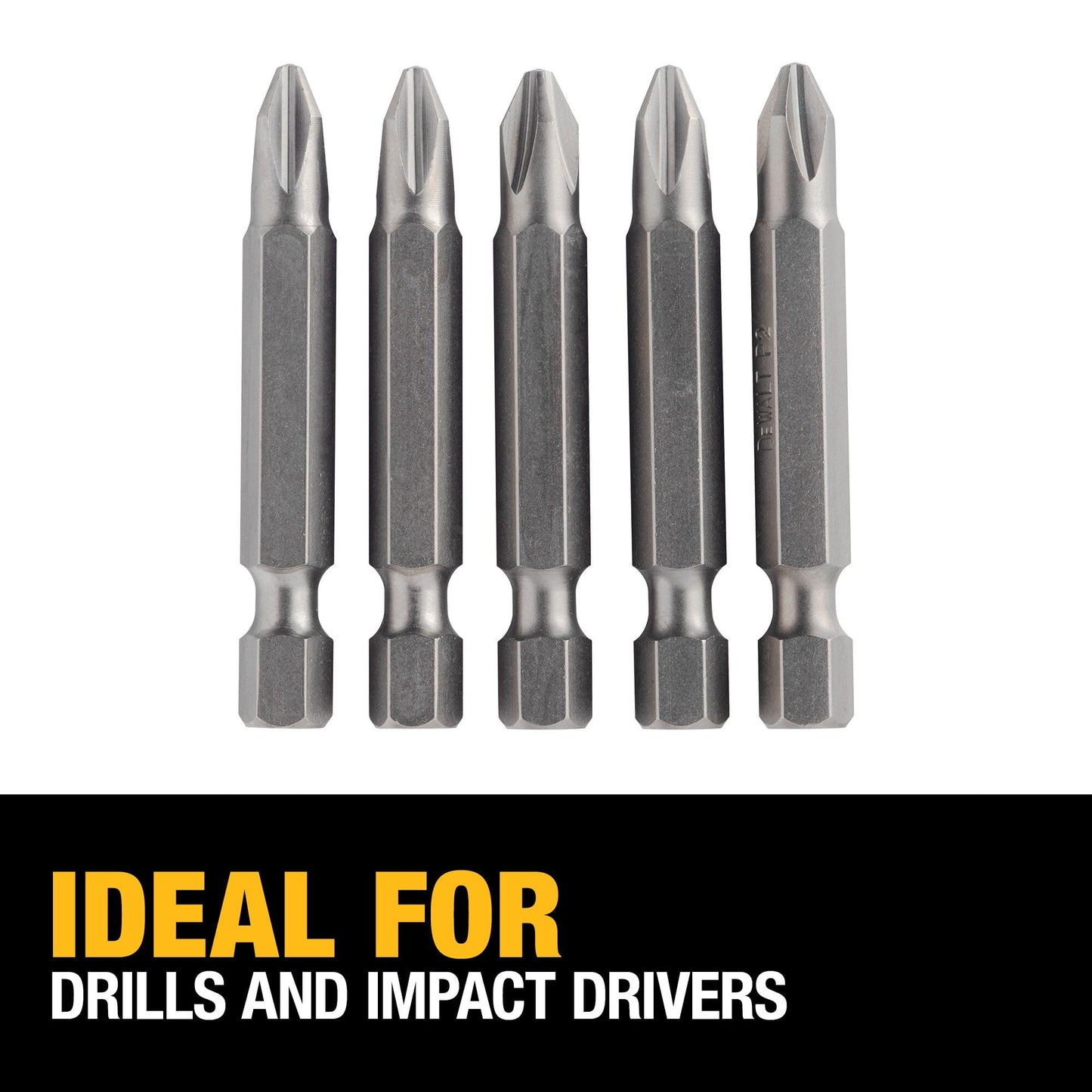 DEWALT Screwdriver Set, #2 Phillips, 2-Inch Power Bit, 5-Pack (DW2115)