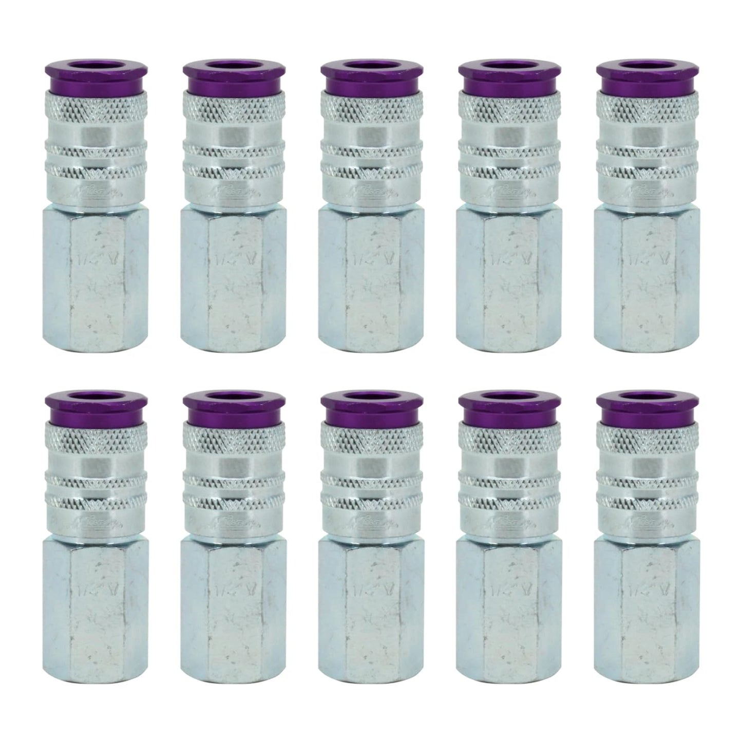 Milton ColorFit HighFlowPRO Couplers, V-Style Purple, 1/4" NPT, Box of 10 (764VC) Pneumatic Air Plugs