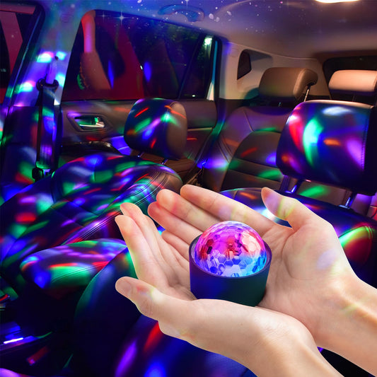 Car Disco Ball Sound Activated LED Lights – Mini Multicolor DJ Disco Light with Music Sync for Car & Room Decor