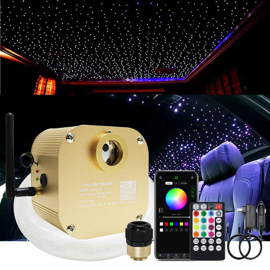 AKEPO 16W RGBW Fiber Optic Star Lights Kit, 550pcs 13.1ft, Music Sync, App & Remote, Car/Home Headliner