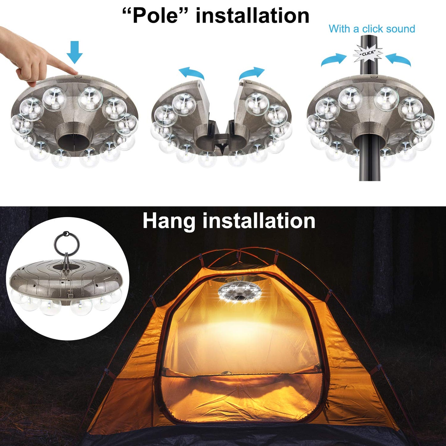 BIGMONAT Outdoor Hanging Umbrella Light, Battery Operated, 12-Color Changing, Dimmable, Timer & RF Remote Control