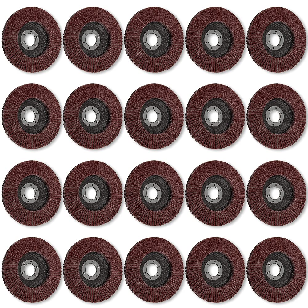20 Pack 4 1/2 Inch Flap Discs Angle Grinder Sanding Discs Assorted 40/60/80/120 Grit Flap Sanding Disc