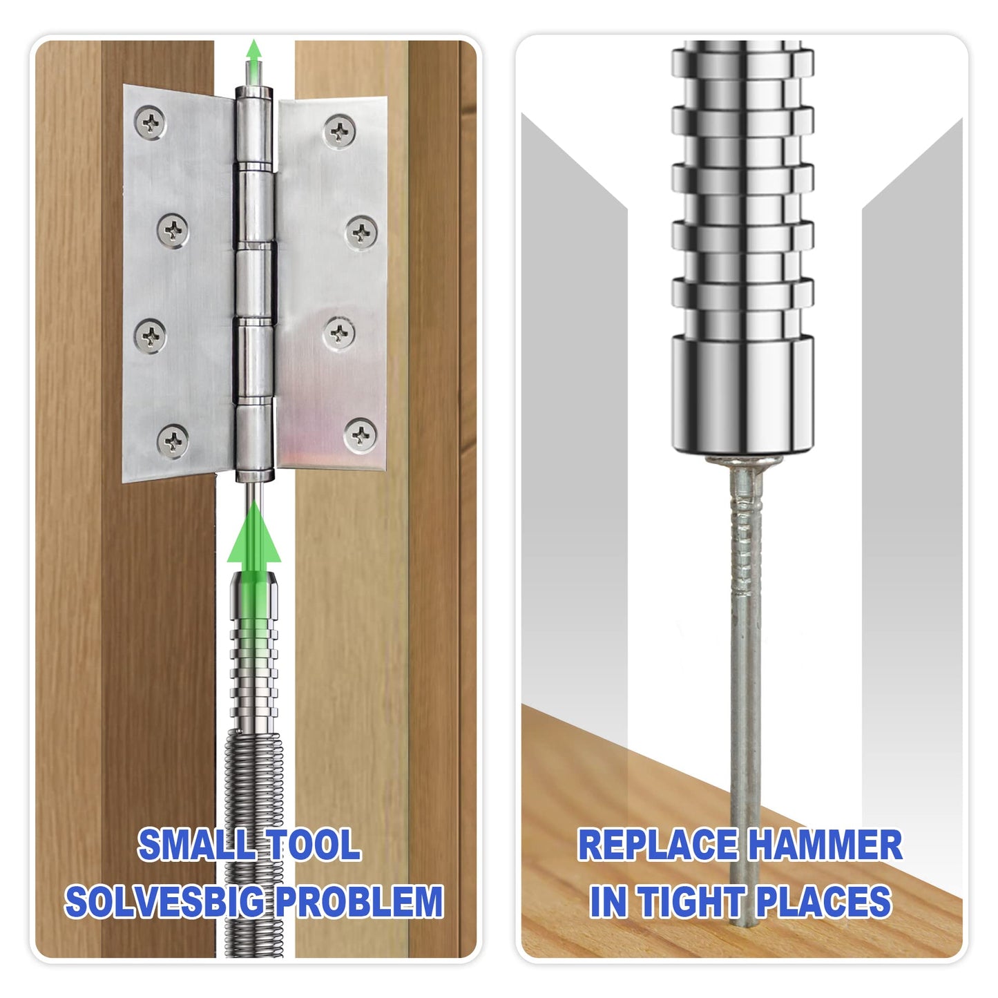 Glieskir 2-PCS Spring Loaded Nail Set Tool, Dual Head Nail Setter & Hinge Pin Punch, Hammerless 1/16″ & 3/32″ Door Pin Removal