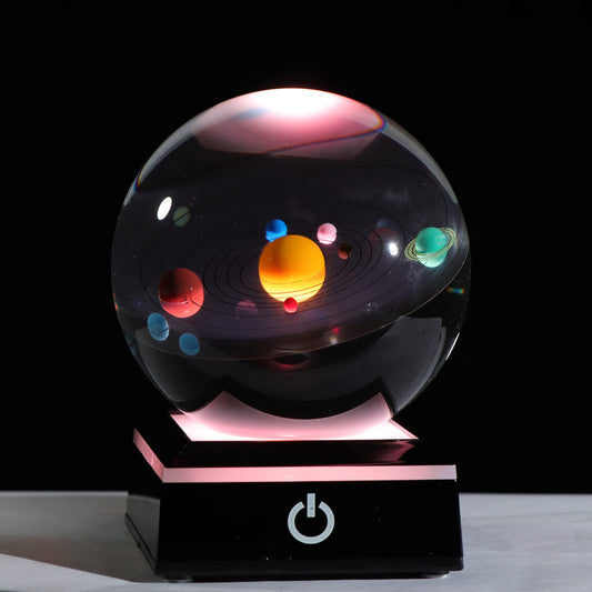 3D Solar System Crystal Ball 80mm - Astronomy Decor, Planet Lamp, Science Gifts for Men, Dad, Teacher, Birthday Night Light