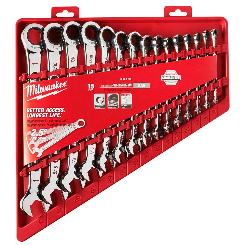 Milwaukee Electric Tools MLW48-22-9416 Ratcheting Combination Wrench Set - SAE